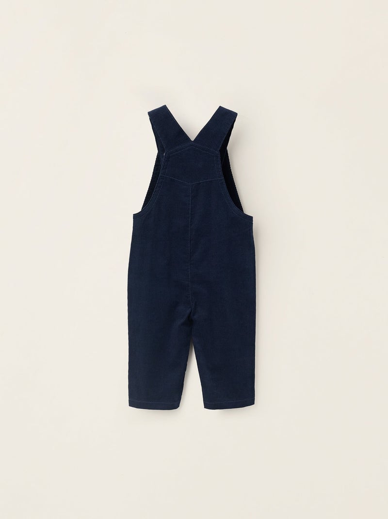Salopette en Velours Côtelé en Coton Bleu foncé - Kiabi