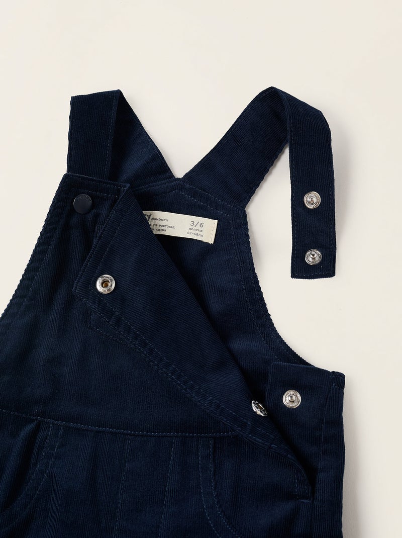 Salopette en Velours Côtelé en Coton Bleu foncé - Kiabi