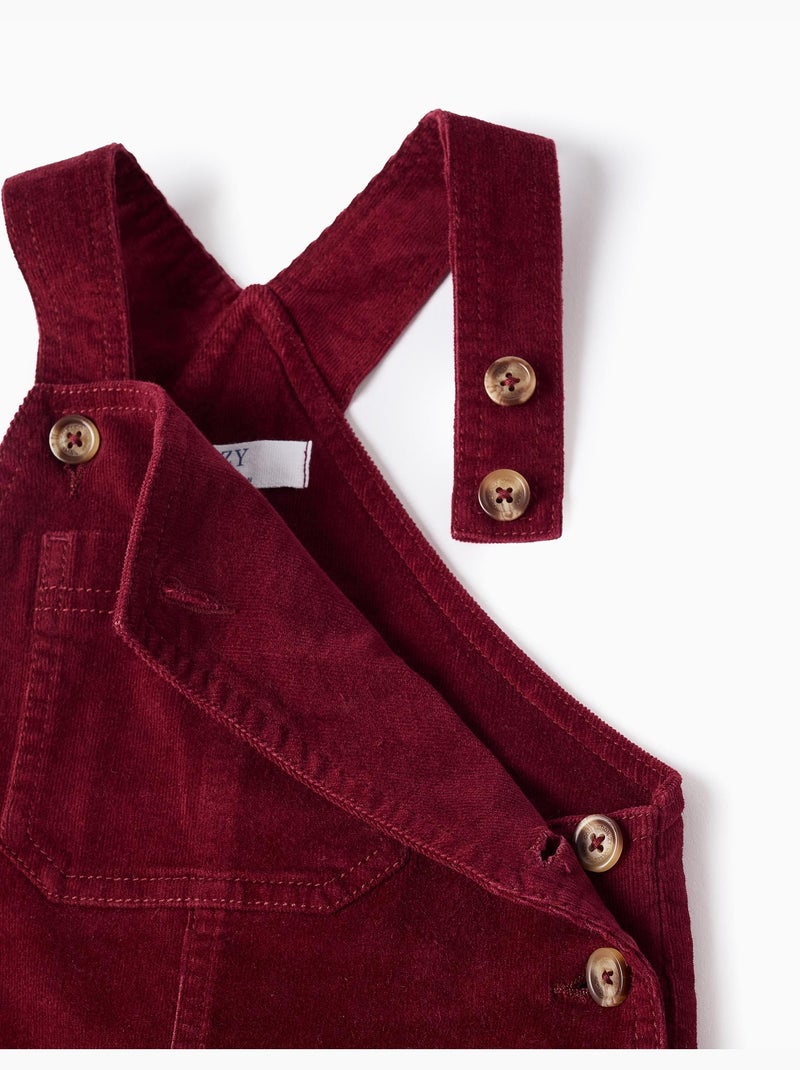 Salopette en Velours Côtelé Rouge foncé - Kiabi