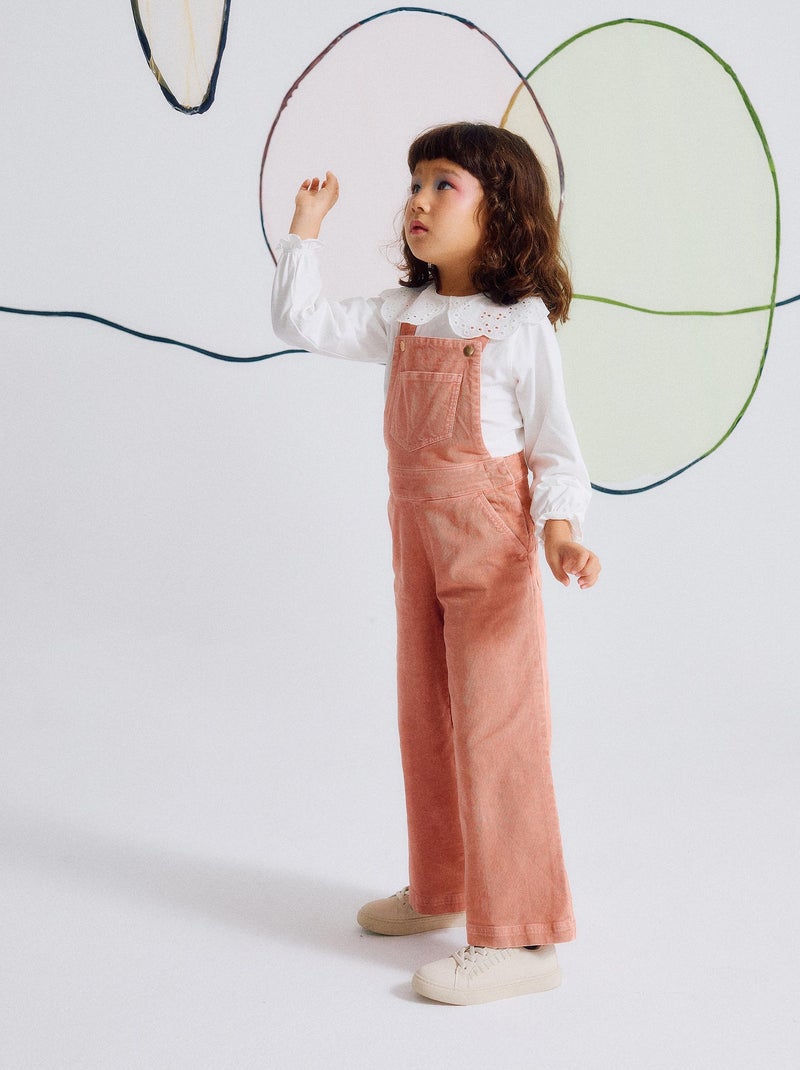 Salopette en Velours Côtelé Wide Leg Rose - Kiabi