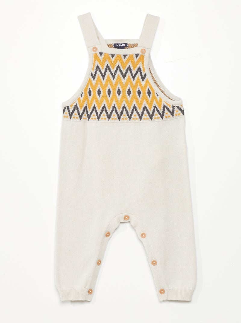 Salopette imprimé jacquard Beige/orange - Kiabi