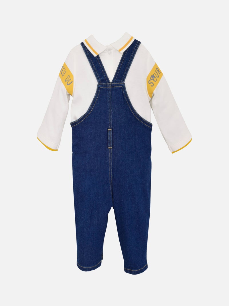 SALOPETTE JEAN BEBE + T-SHIRT Bleu - Kiabi