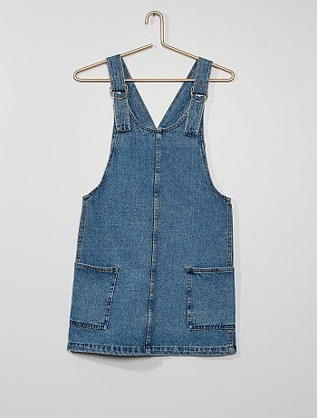 Salopette jupe en denim pur coton