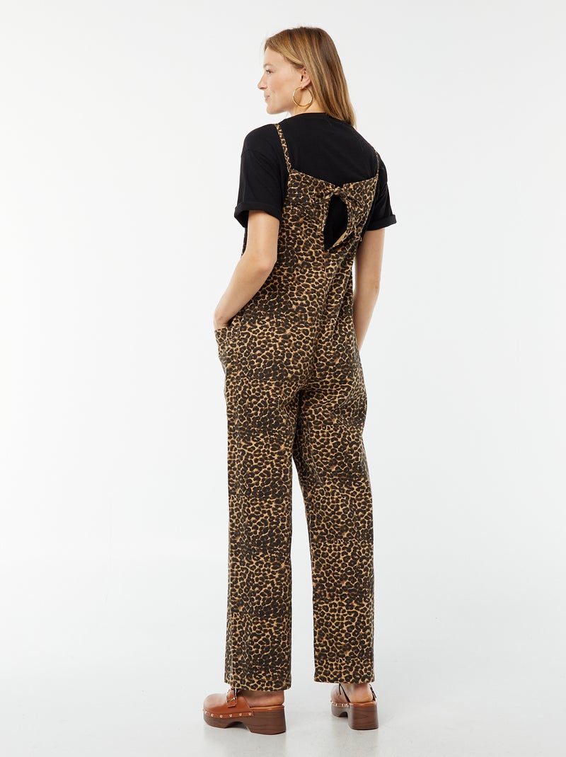 Salopette large en jean Beige - Kiabi