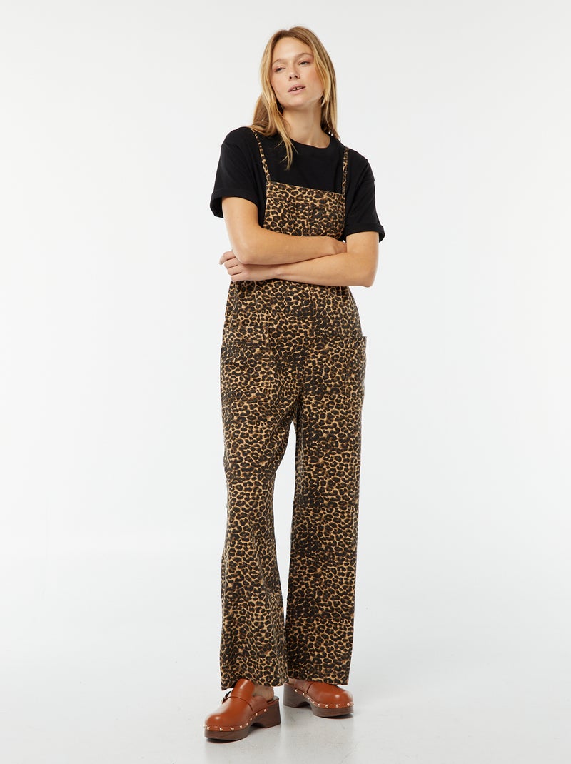 Salopette large en jean Beige - Kiabi