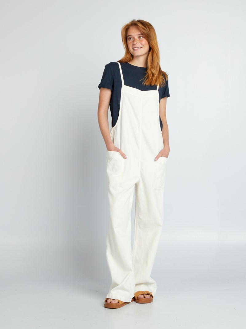 Salopette large en jean Blanc - Kiabi