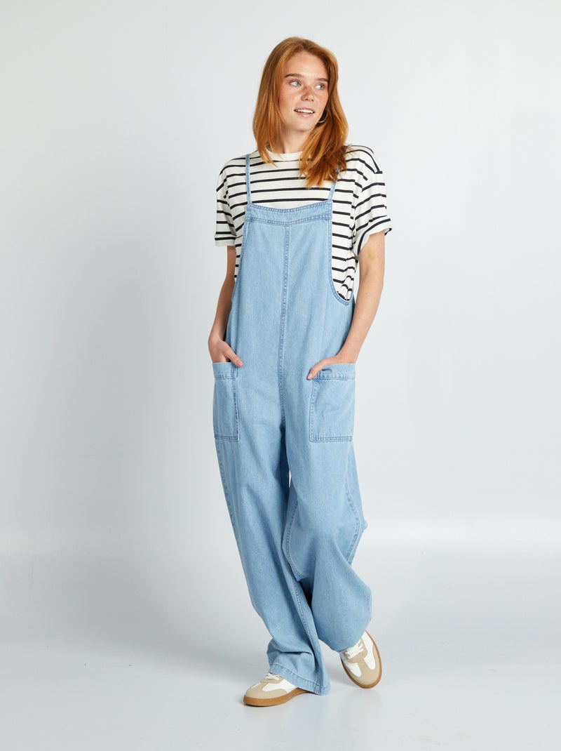 Salopette large en jean Bleu - Kiabi