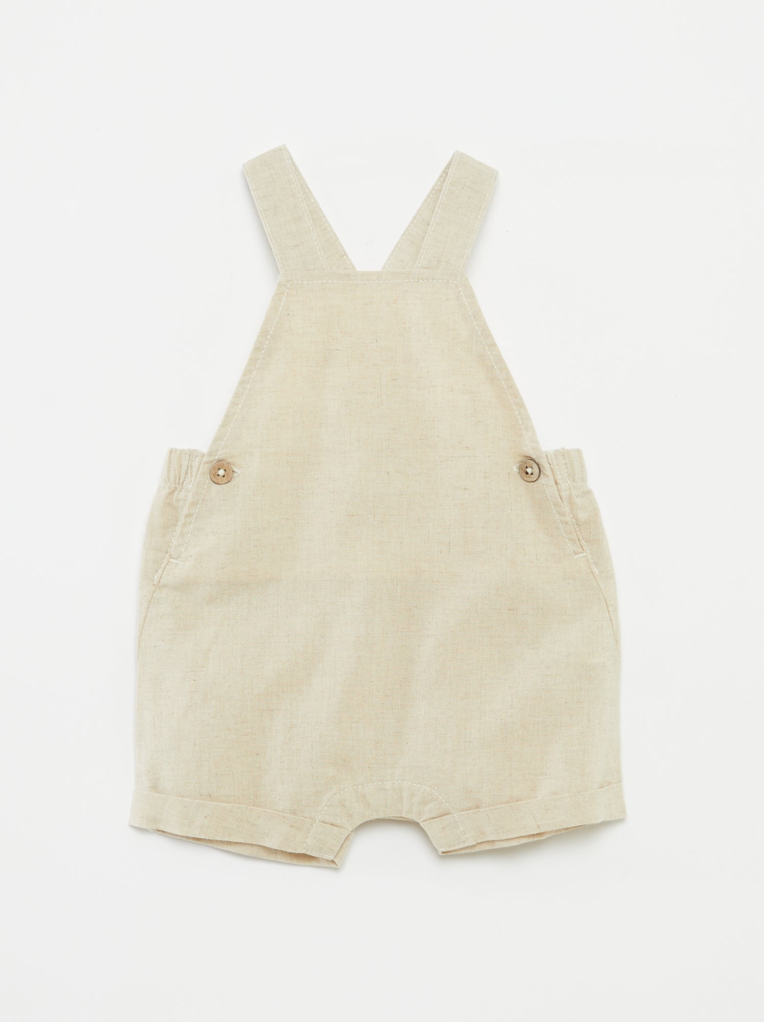 Salopette Bébé En Lin Mélangé - Couleur Moka, Bretelles Réglables, Poches Mignonnes - 8
