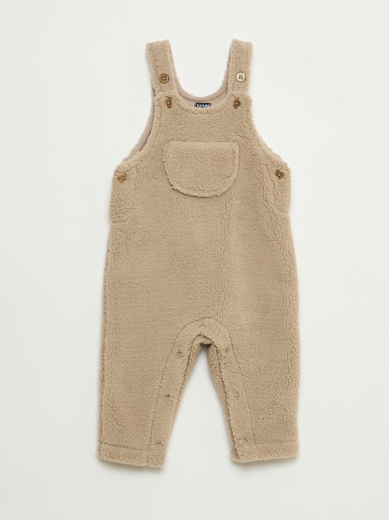 Salopette longue effet moutonné avec bretelles Beige - Kiabi