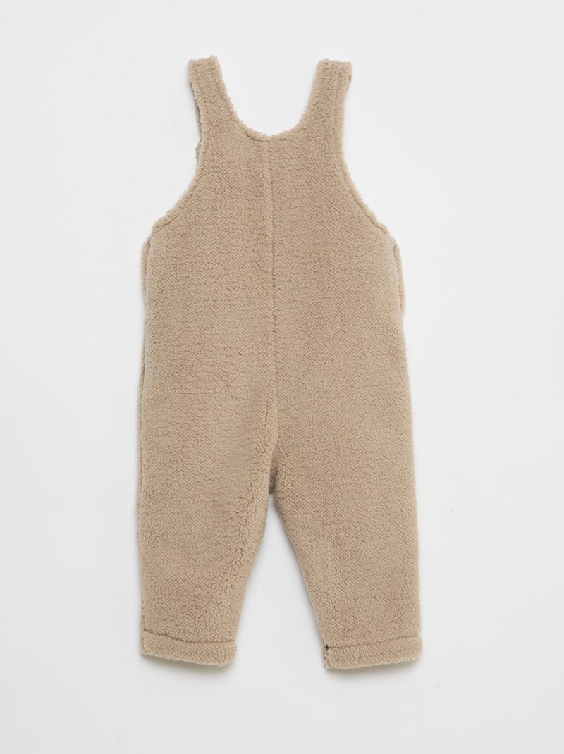 Salopette longue effet moutonné avec bretelles Beige - Kiabi