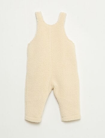 Salopette longue effet moutonné avec bretelles