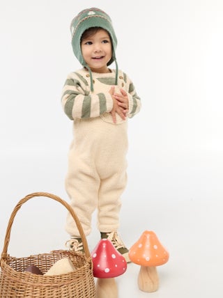 Salopette longue effet moutonné avec bretelles