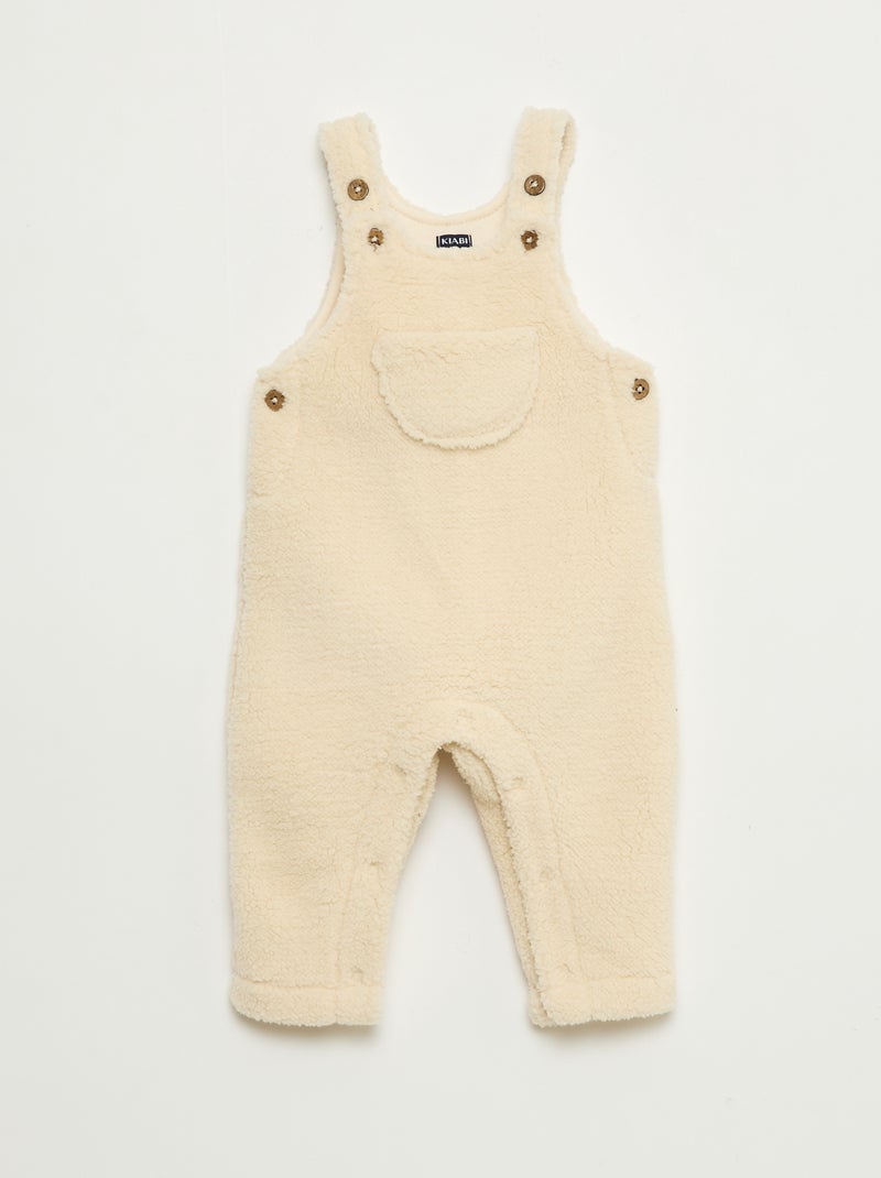 Salopette longue effet moutonné avec bretelles Blanc - Kiabi