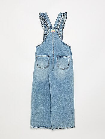 Salopette longue en denim avec bretelles volantées