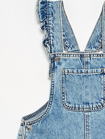 Salopette longue en denim avec bretelles volantées