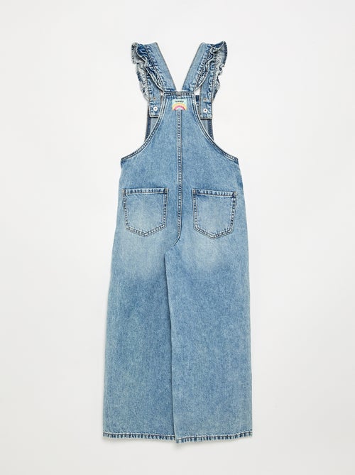 Salopette longue en denim avec bretelles volantées - Kiabi Salopette longue en denim avec bretelles volantées - Kiabi