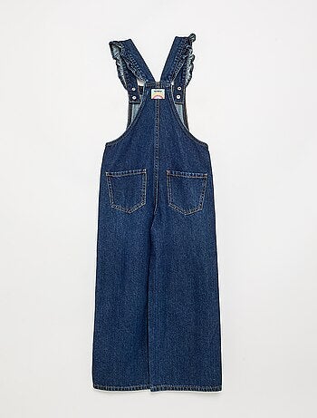 Salopette longue en denim avec bretelles volantées
