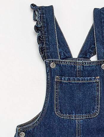 Salopette longue en denim avec bretelles volantées