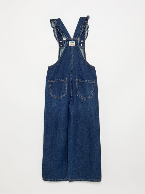 Salopette longue en denim avec bretelles volantées - Kiabi Salopette longue en denim avec bretelles volantées - Kiabi