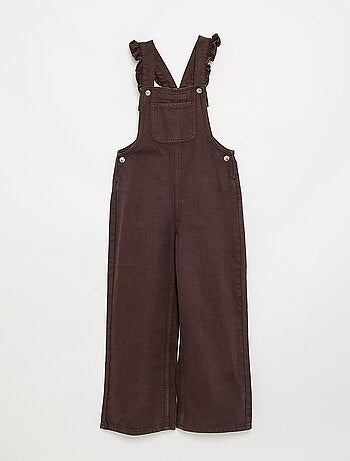 Salopette longue en denim avec bretelles volantées