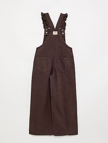 Salopette longue en denim avec bretelles volantées