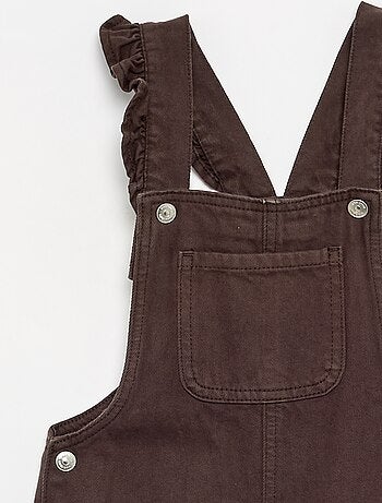 Salopette longue en denim avec bretelles volantées