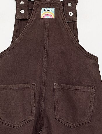 Salopette longue en denim avec bretelles volantées