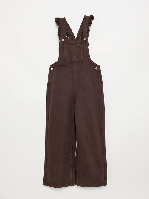 Salopette longue en denim avec bretelles volantées - Kiabi Salopette longue en denim avec bretelles volantées - Kiabi