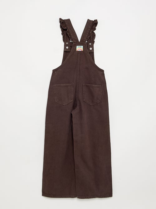Salopette longue en denim avec bretelles volantées - Kiabi Salopette longue en denim avec bretelles volantées - Kiabi