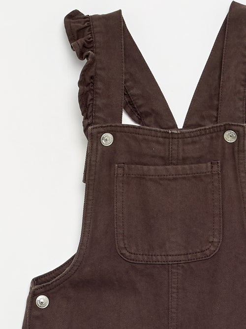 Salopette longue en denim avec bretelles volantées - Kiabi Salopette longue en denim avec bretelles volantées - Kiabi