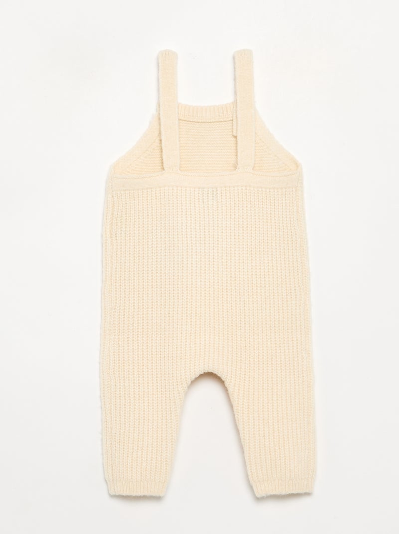 Salopette longue en tricot Ecru - Kiabi