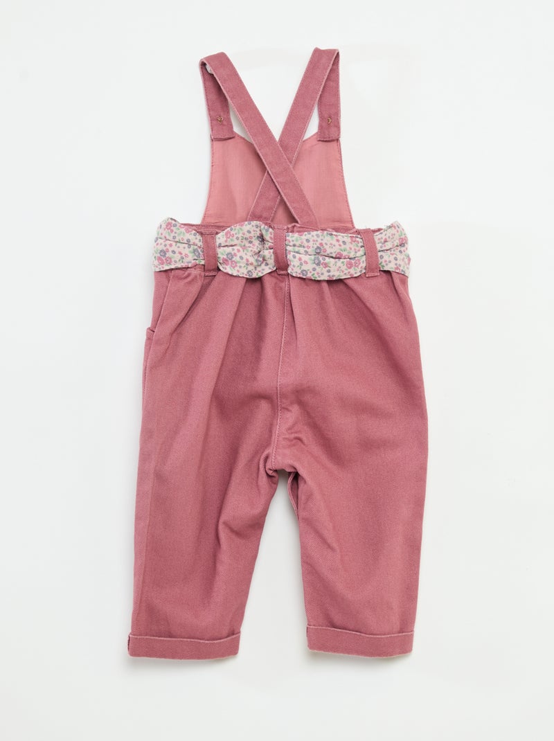 Salopette longue en twill avec ceinture en gaze de coton Violet - Kiabi
