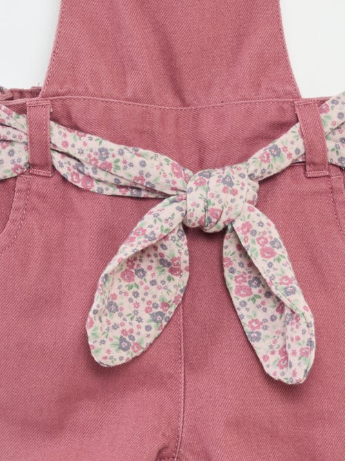 Salopette longue en twill avec ceinture en gaze de coton - Kiabi