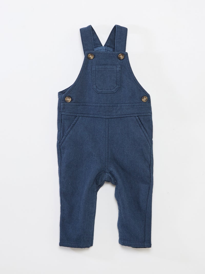 Salopette longue en twill avec poche poitrine Bleu - Kiabi