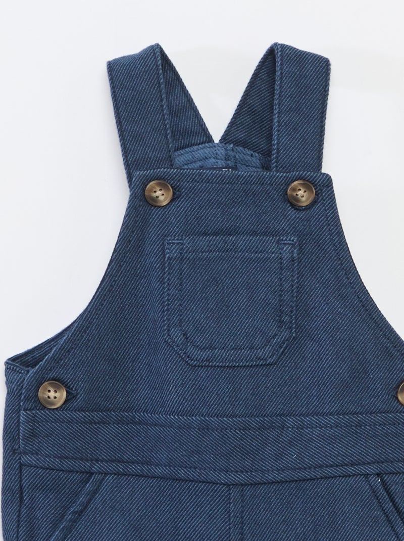 Salopette longue en twill avec poche poitrine Bleu - Kiabi