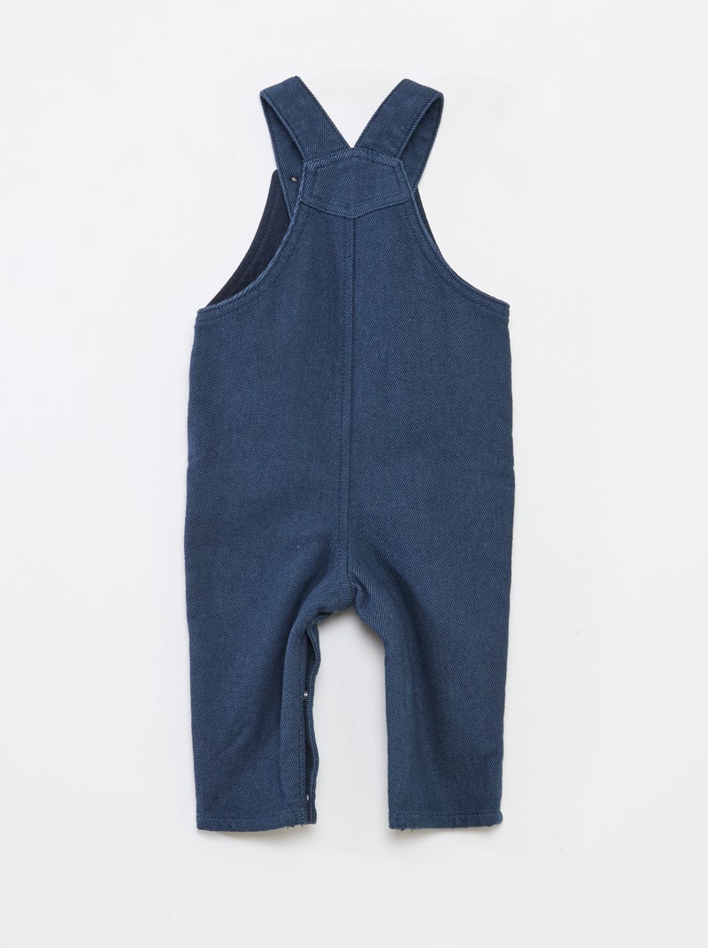 Salopette longue en twill avec poche poitrine Bleu - Kiabi