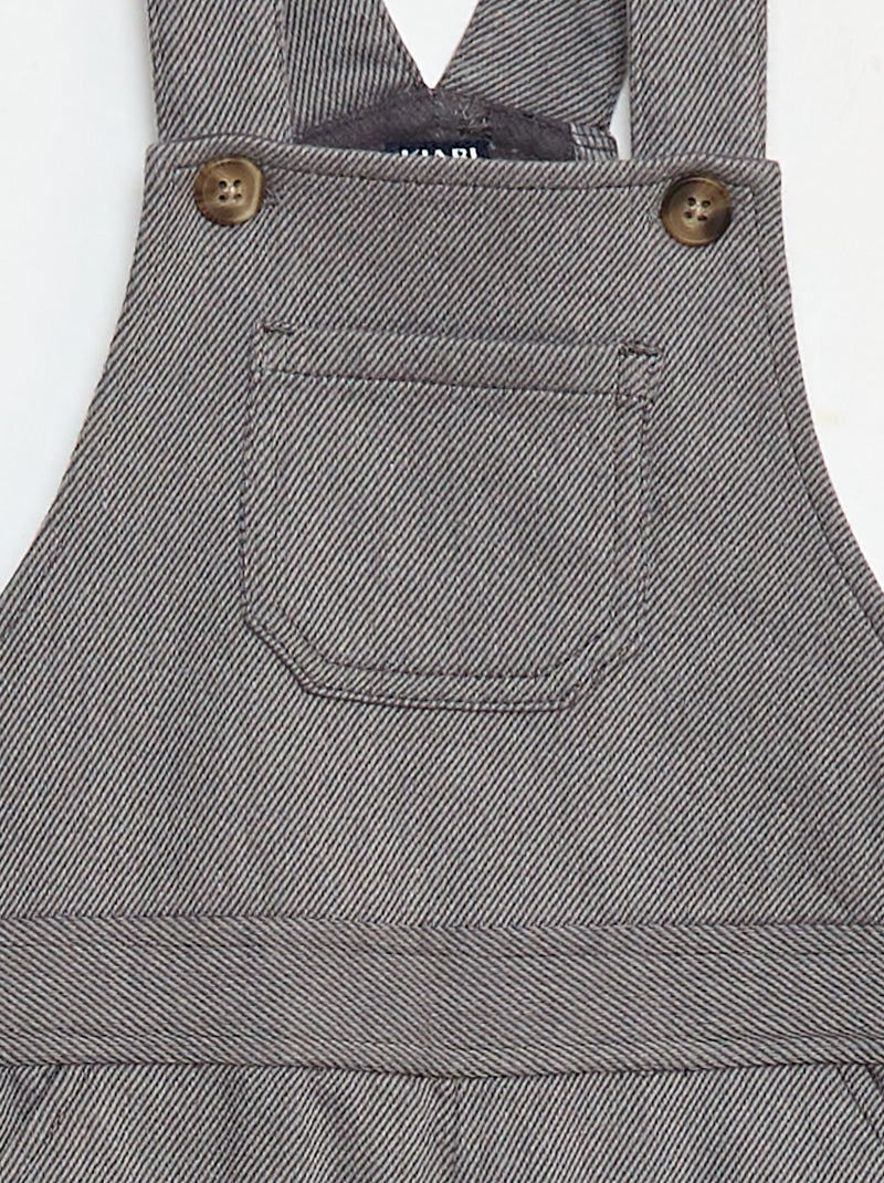 Salopette longue en twill avec poche poitrine Gris - Kiabi