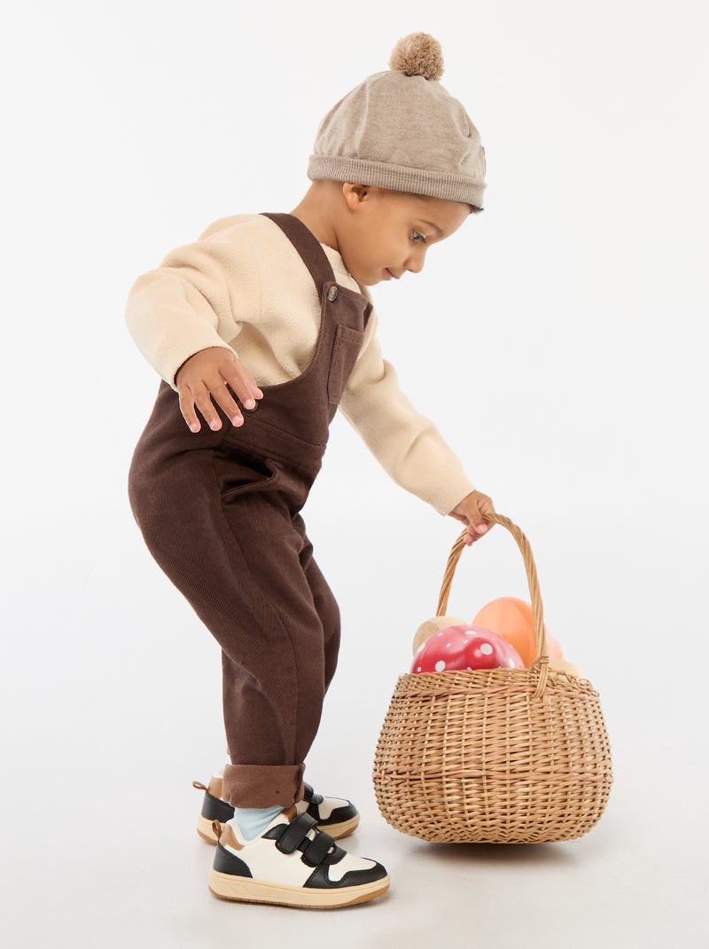 Salopette longue en twill avec poche poitrine Marron - Kiabi