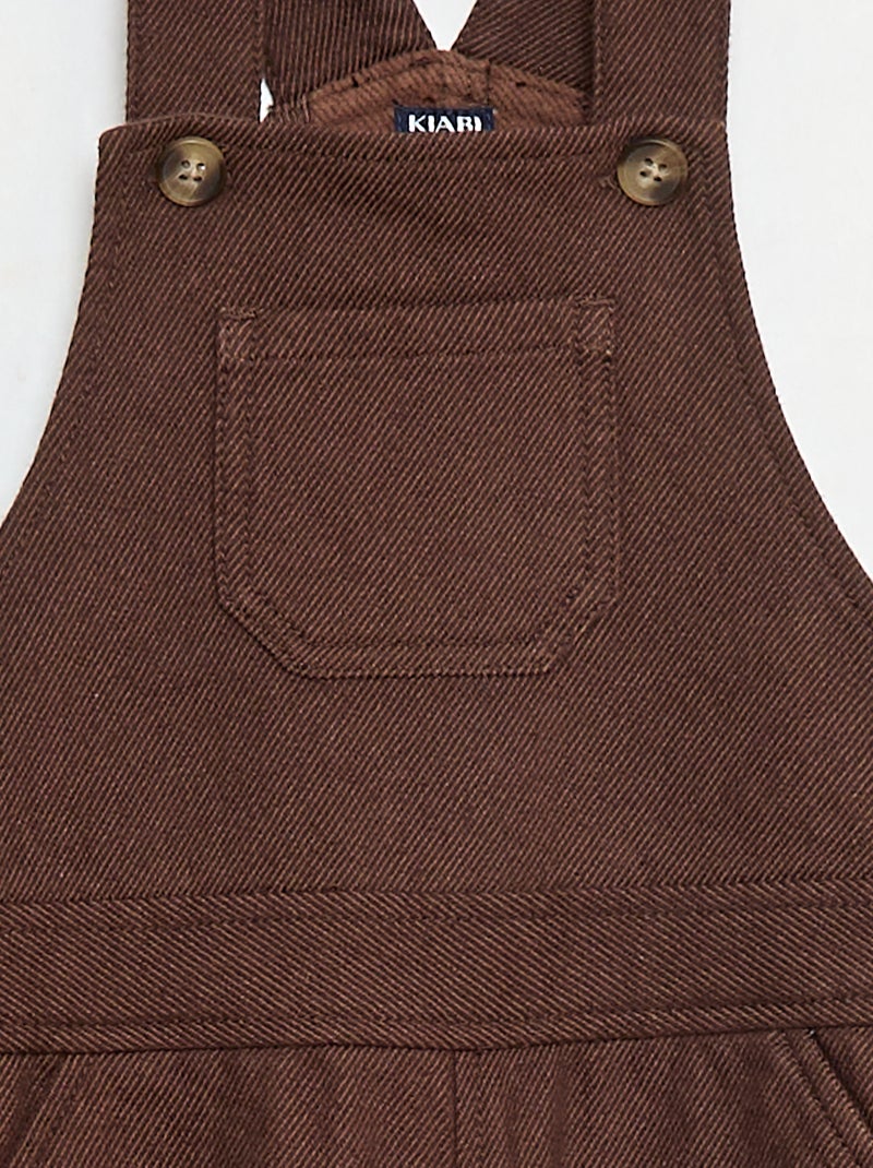 Salopette longue en twill avec poche poitrine Marron - Kiabi