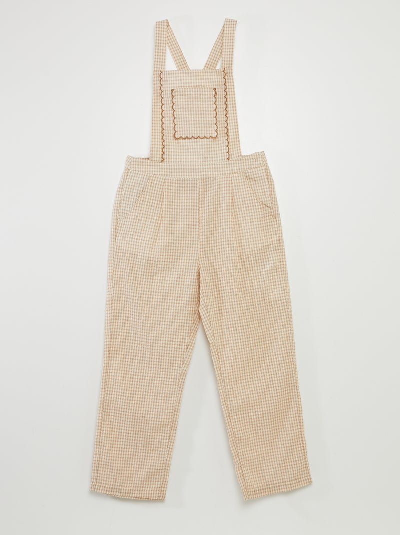 Salopette pantalon à carreaux Beige - Kiabi