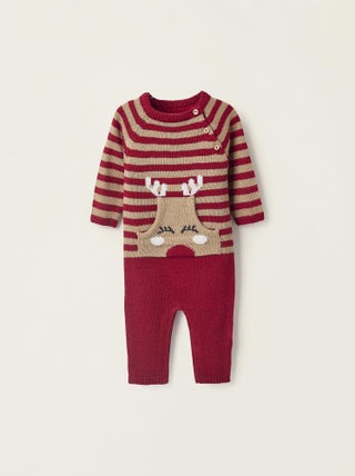 Salopette rayé, avec jacquard de renne NOËL