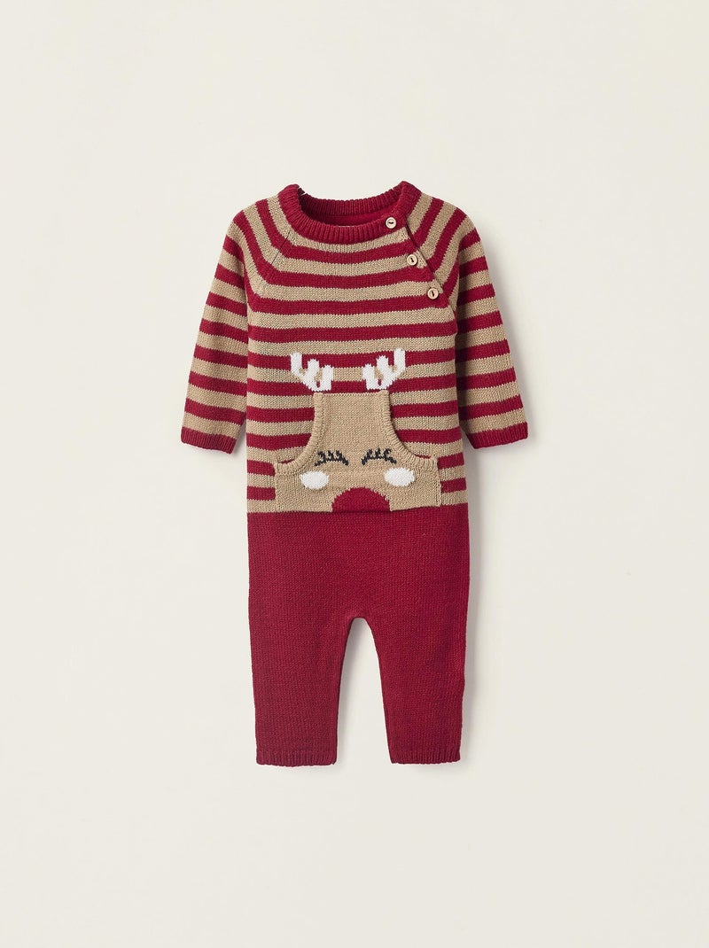 Salopette rayé, avec jacquard de renne NOËL Rouge - Kiabi