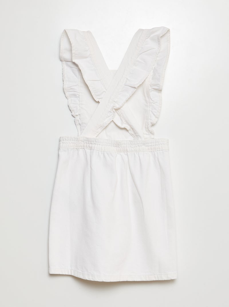 Salopette robe en jean avec volants blanc - Kiabi