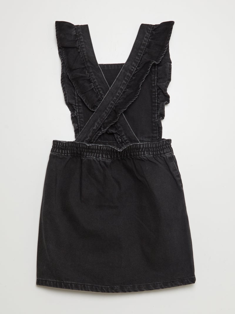 Salopette robe en jean avec volants Noir - Kiabi