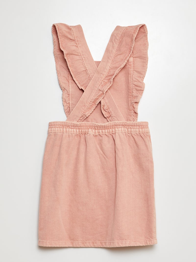 Salopette robe en jean avec volants rose - Kiabi