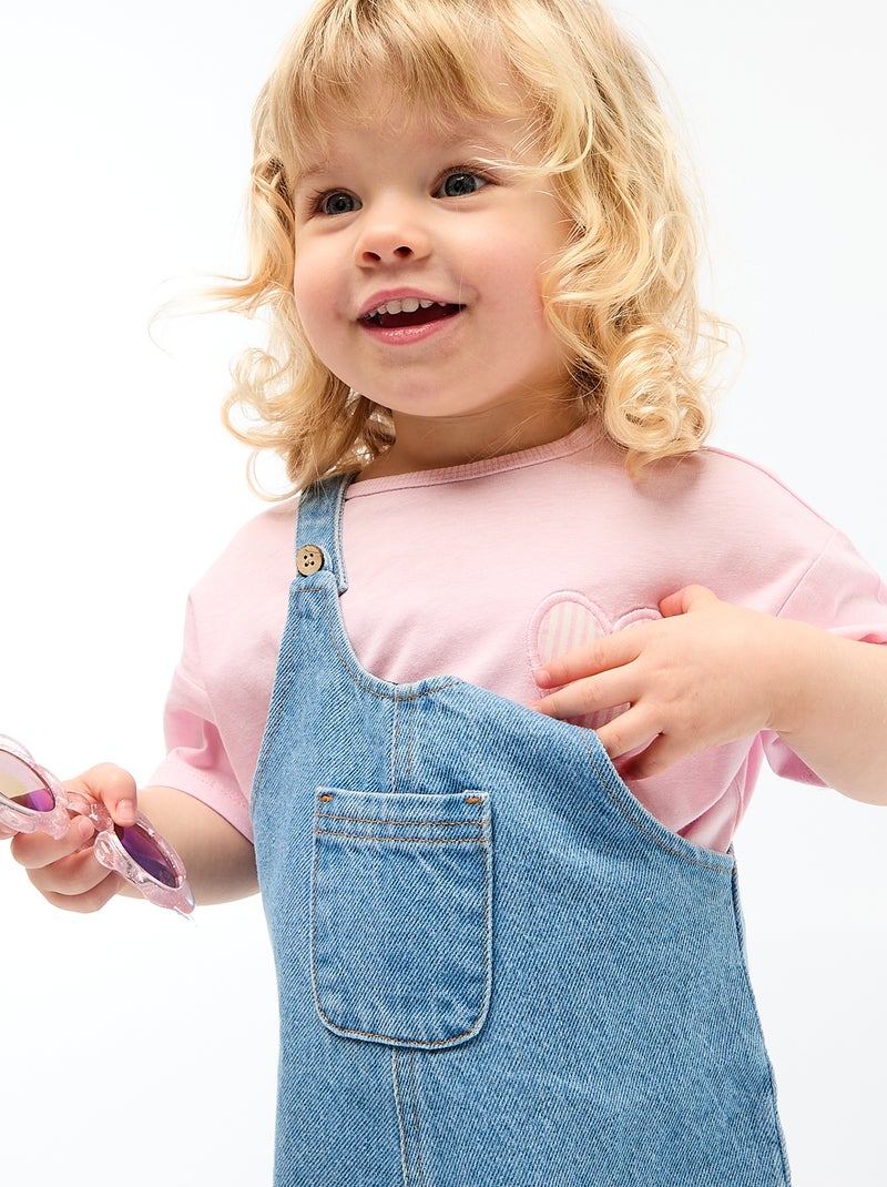 Salopette short avec poche poitrine Bleu - Kiabi