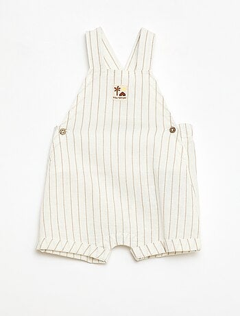 Salopette short en coton et lin