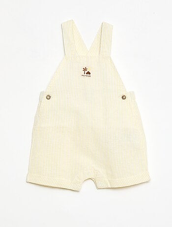 Salopette short en coton et lin