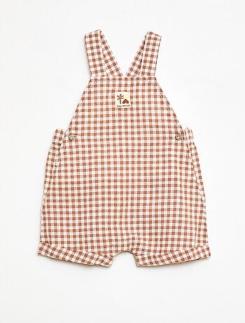 Salopette short en coton et lin