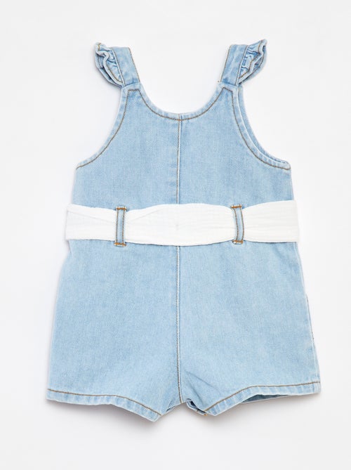 Salopette short en denim à bretelles avec ceinture - Kiabi
